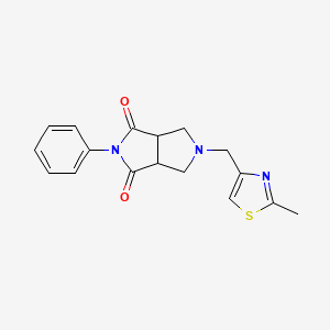 molecular formula C17H17N3O2S B2840909 2-[(2-Methyl-1,3-thiazol-4-yl)methyl]-5-phenyl-1,3,3a,6a-tetrahydropyrrolo[3,4-c]pyrrole-4,6-dione CAS No. 2415604-14-5