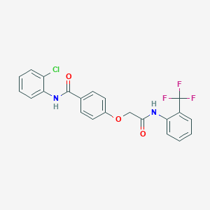 molecular formula C22H16ClF3N2O3 B284091 N-(2-chlorophenyl)-4-{2-oxo-2-[2-(trifluoromethyl)anilino]ethoxy}benzamide 