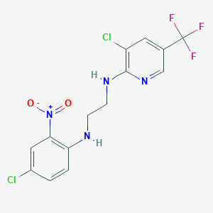 molecular formula C14H11Cl2F3N4O2 B2840910 N~1~-(4-氯-2-硝基苯基)-N~2~-[3-氯-5-(三氟甲基)-2-吡啶基]-1,2-乙二胺 CAS No. 341966-47-0