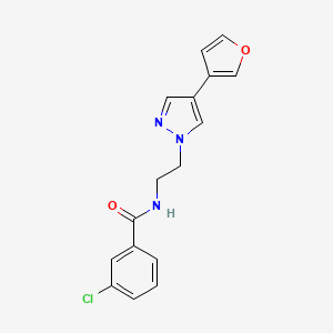 molecular formula C16H14ClN3O2 B2840913 3-chloro-N-(2-(4-(furan-3-yl)-1H-pyrazol-1-yl)ethyl)benzamide CAS No. 2034552-75-3