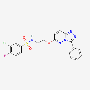 molecular formula C19H15ClFN5O3S B2840915 3-chloro-4-fluoro-N-(2-((3-phenyl-[1,2,4]triazolo[4,3-b]pyridazin-6-yl)oxy)ethyl)benzenesulfonamide CAS No. 1021082-33-6