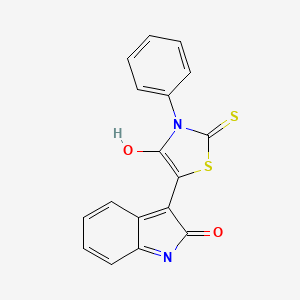 molecular formula C17H10N2O2S2 B2840916 (Z)-5-(2-oxoindolin-3-ylidene)-3-phenyl-2-thioxothiazolidin-4-one CAS No. 303798-59-6