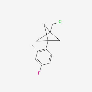 molecular formula C13H14ClF B2840925 1-(Chloromethyl)-3-(4-fluoro-2-methylphenyl)bicyclo[1.1.1]pentane CAS No. 2287283-04-7