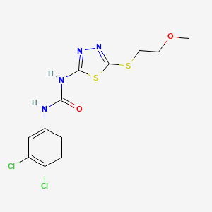 molecular formula C12H12Cl2N4O2S2 B2840928 1-(3,4-Dichlorophenyl)-3-(5-((2-methoxyethyl)thio)-1,3,4-thiadiazol-2-yl)urea CAS No. 922699-33-0