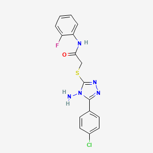 2-((4-amino-5-(4-chlorophenyl)-4H-1,2,4-triazol-3-yl)thio)-N-(2-fluorophenyl)acetamide