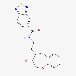 molecular formula C18H16N4O3S B2840937 N-(2-(3-氧代-2,3-二氢苯并[f][1,4]噁唑-4(5H)-基)乙基)苯并[c][1,2,5]噻二唑-5-基甲酰胺 CAS No. 1903685-12-0