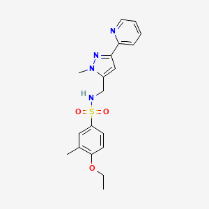 4-Ethoxy-3-methyl-N-[(2-methyl-5-pyridin-2-ylpyrazol-3-yl)methyl]benzenesulfonamide