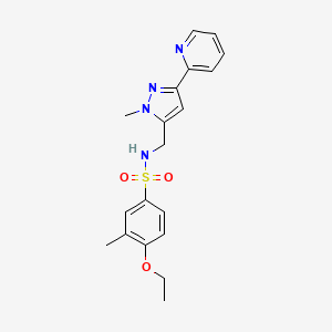 molecular formula C19H22N4O3S B2840939 4-ethoxy-3-methyl-N-{[1-methyl-3-(pyridin-2-yl)-1H-pyrazol-5-yl]methyl}benzene-1-sulfonamide CAS No. 2309745-61-5