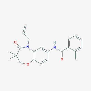 molecular formula C22H24N2O3 B2840945 N-(5-allyl-3,3-dimethyl-4-oxo-2,3,4,5-tetrahydrobenzo[b][1,4]oxazepin-7-yl)-2-methylbenzamide CAS No. 921790-28-5