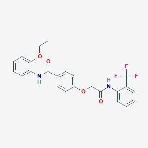 molecular formula C24H21F3N2O4 B284095 N-(2-ethoxyphenyl)-4-{2-oxo-2-[2-(trifluoromethyl)anilino]ethoxy}benzamide 