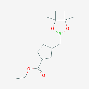 molecular formula C15H27BO4 B2840951 Ethyl 3-((4,4,5,5-tetramethyl-1,3,2-dioxaborolan-2-yl)methyl)cyclopentane-1-carboxylate CAS No. 2365173-89-1