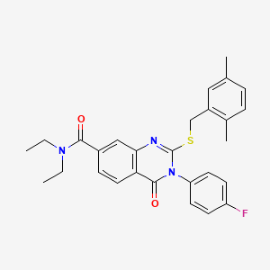 2-((2,5-dimethylbenzyl)thio)-N,N-diethyl-3-(4-fluorophenyl)-4-oxo-3,4-dihydroquinazoline-7-carboxamide