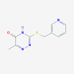 molecular formula C10H10N4OS B2840961 6-methyl-3-((pyridin-3-ylmethyl)thio)-1,2,4-triazin-5(4H)-one CAS No. 460726-70-9