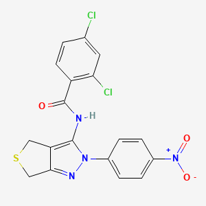 molecular formula C18H12Cl2N4O3S B2840988 2,4-dichloro-N-(2-(4-nitrophenyl)-4,6-dihydro-2H-thieno[3,4-c]pyrazol-3-yl)benzamide CAS No. 396721-26-9