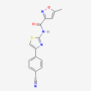 molecular formula C15H10N4O2S B2840989 N-(4-(4-cyanophenyl)thiazol-2-yl)-5-methylisoxazole-3-carboxamide CAS No. 955672-92-1