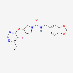 molecular formula C19H21FN4O4 B2840997 N-(benzo[d][1,3]dioxol-5-ylmethyl)-3-((6-ethyl-5-fluoropyrimidin-4-yl)oxy)pyrrolidine-1-carboxamide CAS No. 2034362-92-8
