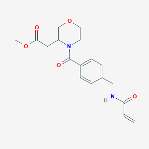 molecular formula C18H22N2O5 B2840999 Methyl 2-[4-[4-[(prop-2-enoylamino)methyl]benzoyl]morpholin-3-yl]acetate CAS No. 2361886-30-6