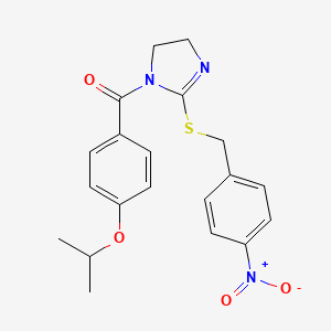 molecular formula C20H21N3O4S B2841004 (4-异丙氧基苯基)(2-((4-硝基苄)硫基)-4,5-二氢-1H-咪唑-1-基)甲酮 CAS No. 851802-22-7