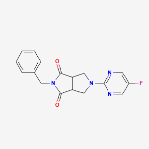molecular formula C17H15FN4O2 B2841005 5-Benzyl-2-(5-fluoropyrimidin-2-yl)-1,3,3a,6a-tetrahydropyrrolo[3,4-c]pyrrole-4,6-dione CAS No. 2415552-22-4
