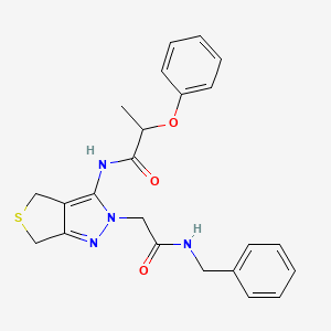 molecular formula C23H24N4O3S B2841010 N-(2-(2-(benzylamino)-2-oxoethyl)-4,6-dihydro-2H-thieno[3,4-c]pyrazol-3-yl)-2-phenoxypropanamide CAS No. 1172525-53-9