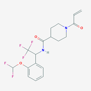 molecular formula C18H19F5N2O3 B2841014 N-[1-[2-(Difluoromethoxy)phenyl]-2,2,2-trifluoroethyl]-1-prop-2-enoylpiperidine-4-carboxamide CAS No. 2361739-84-4