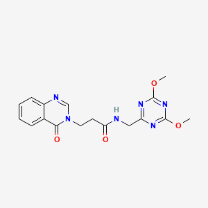 molecular formula C17H18N6O4 B2841017 N-((4,6-dimethoxy-1,3,5-triazin-2-yl)methyl)-3-(4-oxoquinazolin-3(4H)-yl)propanamide CAS No. 2034539-65-4