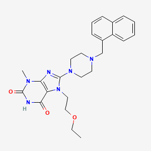 molecular formula C25H30N6O3 B2841018 7-(2-ethoxyethyl)-3-methyl-8-(4-(naphthalen-1-ylmethyl)piperazin-1-yl)-1H-purine-2,6(3H,7H)-dione CAS No. 898420-08-1