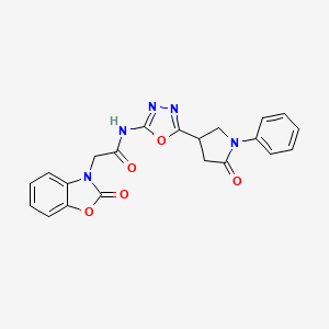 N-(5-(5-oxo-1-phenylpyrrolidin-3-yl)-1,3,4-oxadiazol-2-yl)-2-(2-oxobenzo[d]oxazol-3(2H)-yl)acetamide