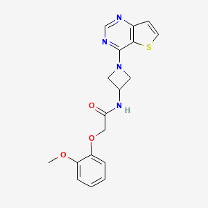 molecular formula C18H18N4O3S B2841050 2-(2-Methoxyphenoxy)-N-(1-thieno[3,2-d]pyrimidin-4-ylazetidin-3-yl)acetamide CAS No. 2380191-59-1