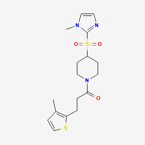 molecular formula C17H23N3O3S2 B2841058 1-(4-((1-methyl-1H-imidazol-2-yl)sulfonyl)piperidin-1-yl)-3-(3-methylthiophen-2-yl)propan-1-one CAS No. 2194845-50-4