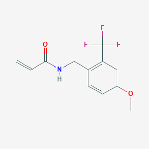 molecular formula C12H12F3NO2 B2841061 N-[[4-Methoxy-2-(trifluoromethyl)phenyl]methyl]prop-2-enamide CAS No. 2411293-85-9