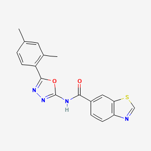 molecular formula C18H14N4O2S B2841062 N-(5-(2,4-二甲基苯基)-1,3,4-噁二唑-2-基)苯并[d]噻唑-6-甲酰胺 CAS No. 891115-49-4