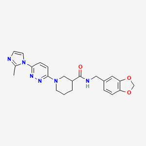 N-(benzo[d][1,3]dioxol-5-ylmethyl)-1-(6-(2-methyl-1H-imidazol-1-yl)pyridazin-3-yl)piperidine-3-carboxamide