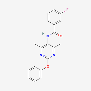 molecular formula C19H16FN3O2 B2841075 N-(4,6-dimethyl-2-phenoxypyrimidin-5-yl)-3-fluorobenzamide CAS No. 1790199-40-4