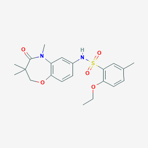 molecular formula C21H26N2O5S B2841076 2-ethoxy-5-methyl-N-(3,3,5-trimethyl-4-oxo-2,3,4,5-tetrahydrobenzo[b][1,4]oxazepin-7-yl)benzenesulfonamide CAS No. 921908-70-5