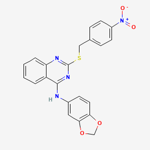 molecular formula C22H16N4O4S B2841080 N-1,3-benzodioxol-5-yl-2-[(4-nitrobenzyl)thio]quinazolin-4-amine CAS No. 688355-93-3