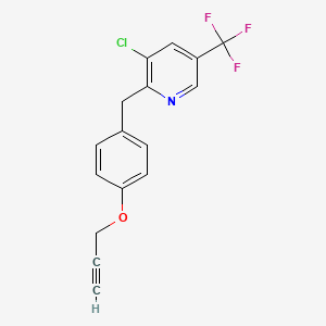 molecular formula C16H11ClF3NO B2841085 4-{[3-Chloro-5-(trifluoromethyl)-2-pyridinyl]methyl}phenyl 2-propynyl ether CAS No. 338402-02-1