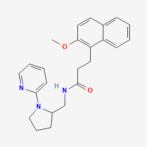 molecular formula C24H27N3O2 B2841100 3-(2-methoxynaphthalen-1-yl)-N-((1-(pyridin-2-yl)pyrrolidin-2-yl)methyl)propanamide CAS No. 2034250-80-9