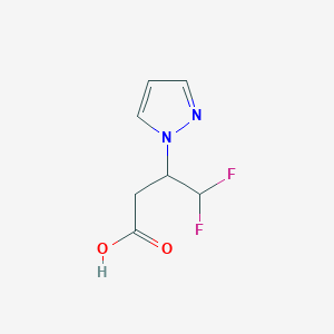 molecular formula C7H8F2N2O2 B2841111 4,4-二氟-3-(1H-吡唑-1-基)丁酸 CAS No. 1959555-42-0