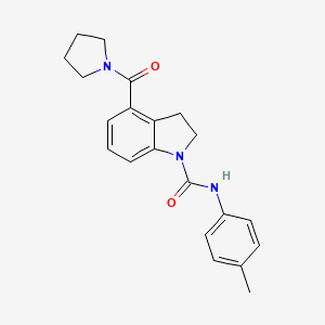 N-(4-Methylphenyl)-4-(pyrrolidine-1-carbonyl)-2,3-dihydroindole-1-carboxamide