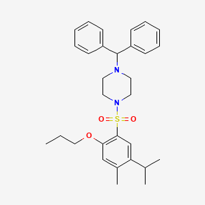 molecular formula C30H38N2O3S B2841115 1-(Diphenylmethyl)-4-[4-methyl-5-(propan-2-yl)-2-propoxybenzenesulfonyl]piperazine CAS No. 2415564-02-0