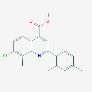 molecular formula C19H16ClNO2 B2841120 7-Chloro-2-(2,4-dimethylphenyl)-8-methylquinoline-4-carboxylic acid CAS No. 725244-73-5