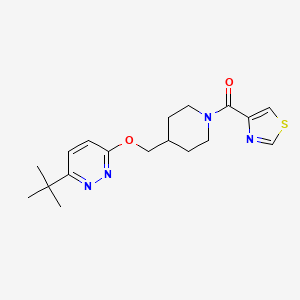 molecular formula C18H24N4O2S B2841126 [4-[(6-Tert-butylpyridazin-3-yl)oxymethyl]piperidin-1-yl]-(1,3-thiazol-4-yl)methanone CAS No. 2309571-37-5