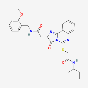 molecular formula C26H29N5O4S B2841130 2-(5-{[2-(sec-butylamino)-2-oxoethyl]thio}-3-oxo-2,3-dihydroimidazo[1,2-c]quinazolin-2-yl)-N-(2-methoxybenzyl)acetamide CAS No. 1024281-03-5