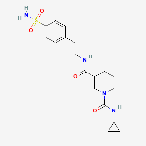 molecular formula C18H26N4O4S B2841159 N1-cyclopropyl-N3-(4-sulfamoylphenethyl)piperidine-1,3-dicarboxamide CAS No. 1219904-04-7