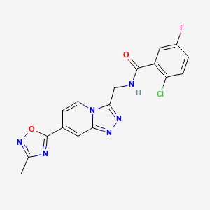 2-chloro-5-fluoro-N-((7-(3-methyl-1,2,4-oxadiazol-5-yl)-[1,2,4]triazolo[4,3-a]pyridin-3-yl)methyl)benzamide