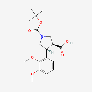 molecular formula C18H25NO6 B2841167 (3S,4R)-4-(2,3-dimethoxyphenyl)-1-[(2-methylpropan-2-yl)oxycarbonyl]pyrrolidine-3-carboxylic acid CAS No. 1392214-13-9