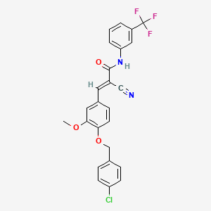 molecular formula C25H18ClF3N2O3 B2841170 (E)-3-[4-[(4-chlorophenyl)methoxy]-3-methoxyphenyl]-2-cyano-N-[3-(trifluoromethyl)phenyl]prop-2-enamide CAS No. 750606-89-4