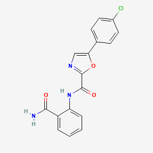 molecular formula C17H12ClN3O3 B2841172 N-(2-carbamoylphenyl)-5-(4-chlorophenyl)oxazole-2-carboxamide CAS No. 955737-15-2