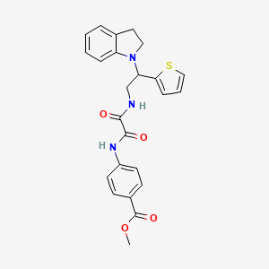 molecular formula C24H23N3O4S B2841182 Methyl 4-(2-((2-(indolin-1-yl)-2-(thiophen-2-yl)ethyl)amino)-2-oxoacetamido)benzoate CAS No. 898452-45-4